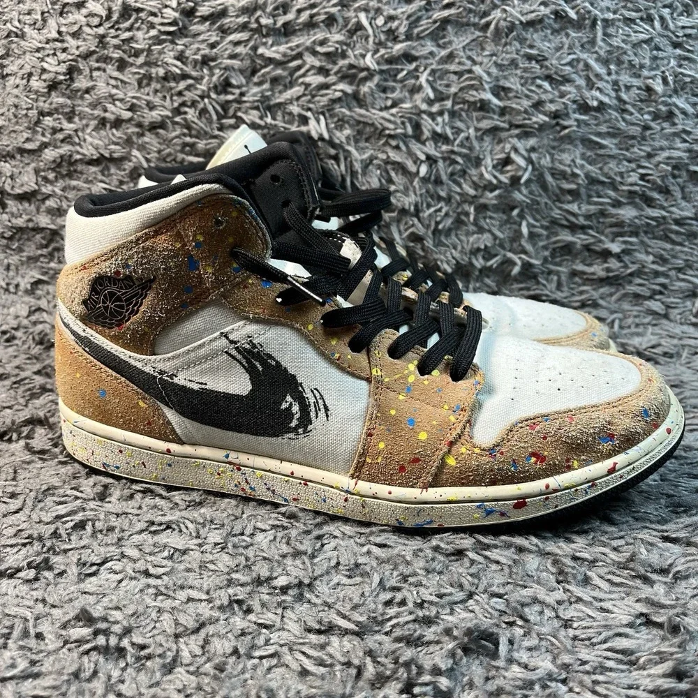 Air Jordan 1 Mid SE Brushstroke Cider Sail Black DA8005-100 Mens 11.5